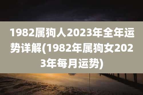 1982属狗人2023年全年运势详解(1982年属狗女2023年每月运势)
