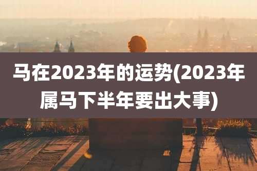 马在2023年的运势(2023年属马下半年要出大事)
