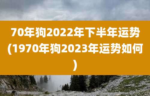 70年狗2022年下半年运势(1970年狗2023年运势如何)