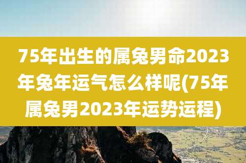 75年出生的属兔男命2023年兔年运气怎么样呢(75年属兔男2023年运势运程)