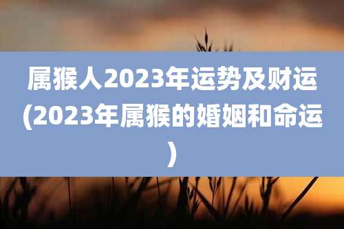 属猴人2023年运势及财运(2023年属猴的婚姻和命运)