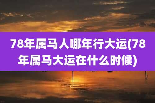 78年属马人哪年行大运(78年属马大运在什么时候)