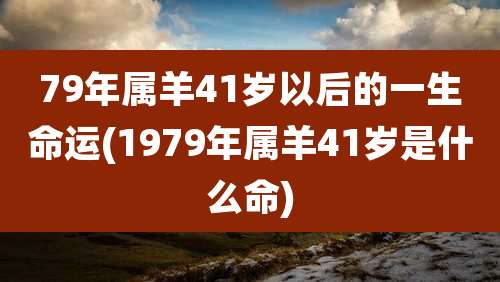 79年属羊41岁以后的一生命运(1979年属羊41岁是什么命)