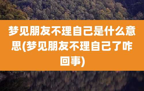 梦见朋友不理自己是什么意思(梦见朋友不理自己了咋回事)