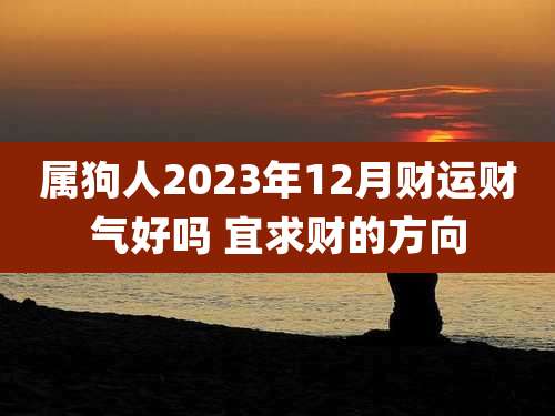 属狗人2023年12月财运财气好吗 宜求财的方向