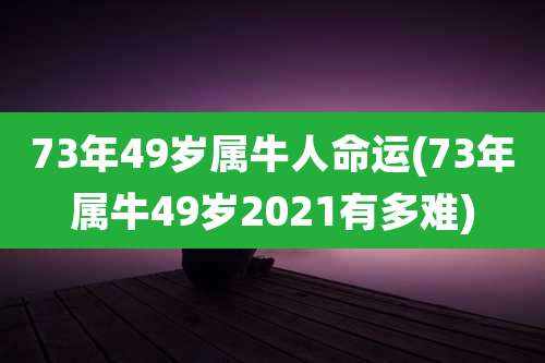 73年49岁属牛人命运(73年属牛49岁2021有多难)