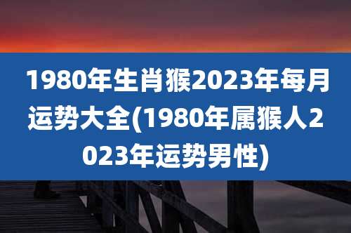 1980年生肖猴2023年每月运势大全(1980年属猴人2023年运势男性)