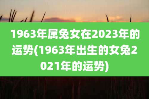 1963年属兔女在2023年的运势(1963年出生的女兔2021年的运势)