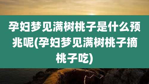 孕妇梦见满树桃子是什么预兆呢(孕妇梦见满树桃子摘桃子吃)