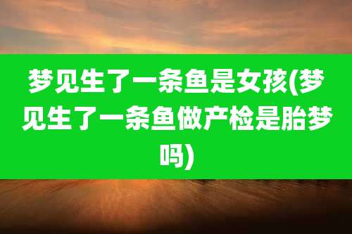 梦见生了一条鱼是女孩(梦见生了一条鱼做产检是胎梦吗)