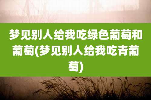 梦见别人给我吃绿色葡萄和葡萄(梦见别人给我吃青葡萄)