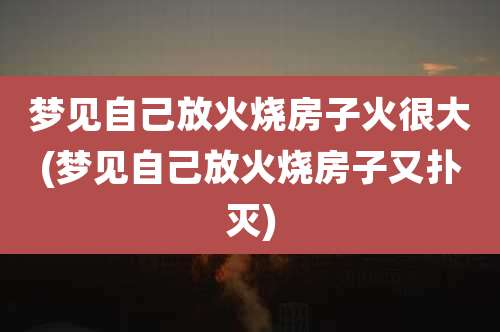 梦见自己放火烧房子火很大(梦见自己放火烧房子又扑灭)