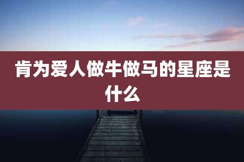 肯为爱人做牛做马的星座是什么