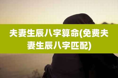 夫妻生辰八字算命(免费夫妻生辰八字匹配)