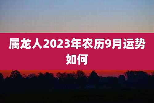 属龙人2023年农历9月运势如何
