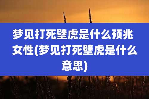 梦见打死壁虎是什么预兆 女性(梦见打死壁虎是什么意思)