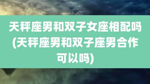 天秤座男和双子女座相配吗(天秤座男和双子座男合作可以吗)