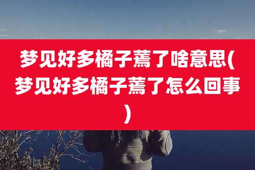 梦见好多橘子蔫了啥意思(梦见好多橘子蔫了怎么回事)