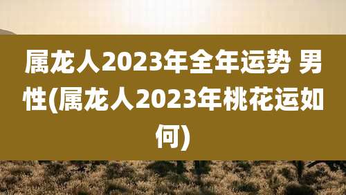 属龙人2023年全年运势 男性(属龙人2023年桃花运如何)