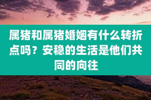 属猪和属猪婚姻有什么转折点吗?安稳的生活是他们共同的向往