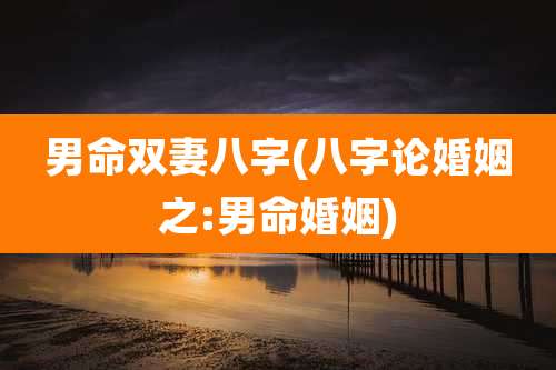 男命双妻八字(八字论婚姻之:男命婚姻)
