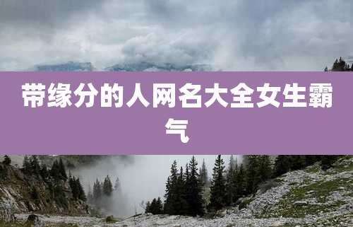 带缘分的人网名大全女生霸气