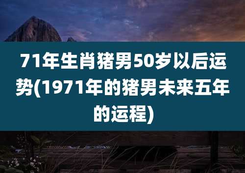 71年生肖猪男50岁以后运势(1971年的猪男未来五年的运程)
