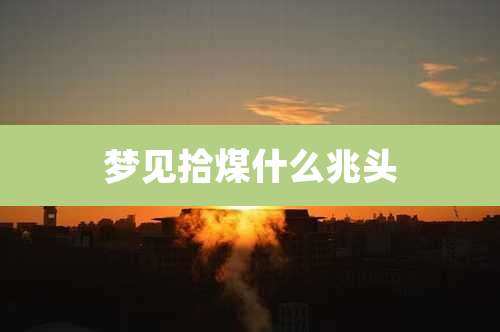 梦见拾煤什么兆头