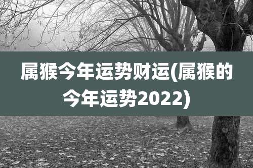 属猴今年运势财运(属猴的今年运势2022)