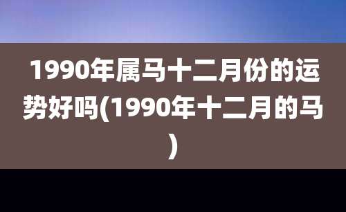 1990年属马十二月份的运势好吗(1990年十二月的马)