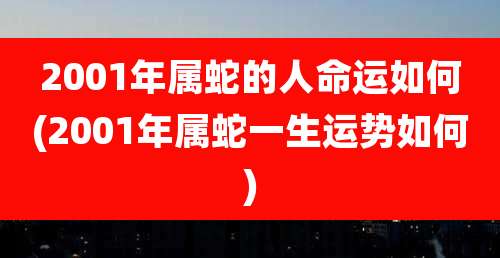 2001年属蛇的人命运如何(2001年属蛇一生运势如何)