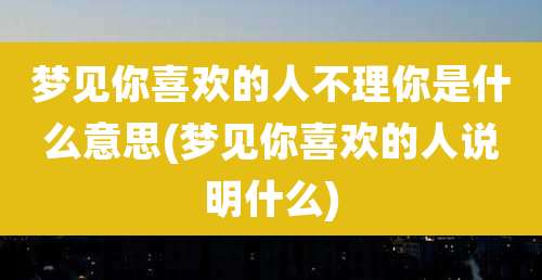 梦见你喜欢的人不理你是什么意思(梦见你喜欢的人说明什么)