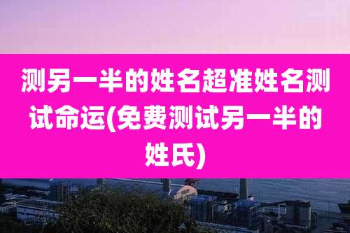测另一半的姓名超准姓名测试命运(免费测试另一半的姓氏)