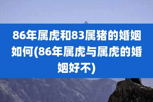 86年属虎和83属猪的婚姻如何(86年属虎与属虎的婚姻好不)