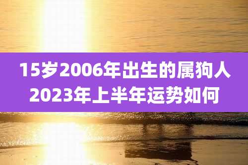 15岁2006年出生的属狗人2023年上半年运势如何