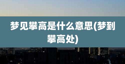 梦见攀高是什么意思(梦到攀高处)