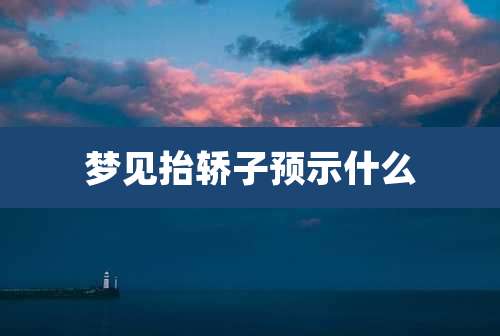 梦见抬轿子预示什么