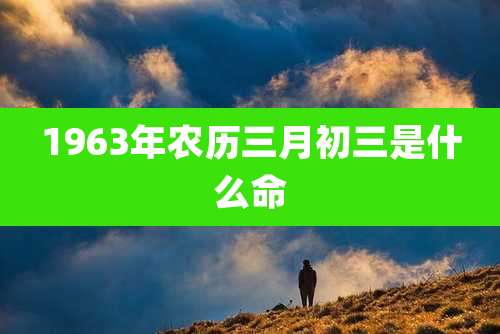 1963年农历三月初三是什么命