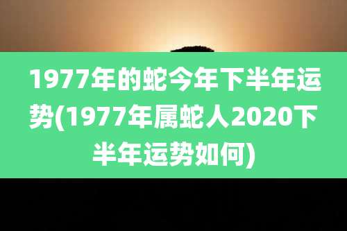 1977年的蛇今年下半年运势(1977年属蛇人2020下半年运势如何)