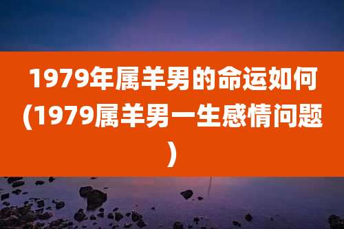 1979年属羊男的命运如何(1979属羊男一生感情问题)