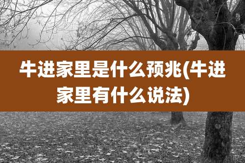 牛进家里是什么预兆(牛进家里有什么说法)