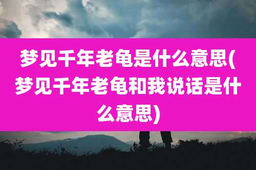 梦见千年老龟是什么意思(梦见千年老龟和我说话是什么意思)