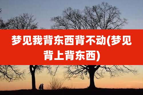 梦见我背东西背不动(梦见背上背东西)