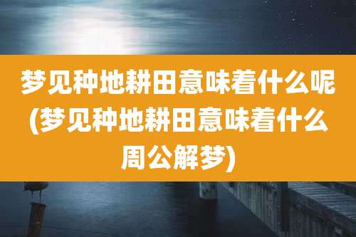 梦见种地耕田意味着什么呢(梦见种地耕田意味着什么周公解梦)