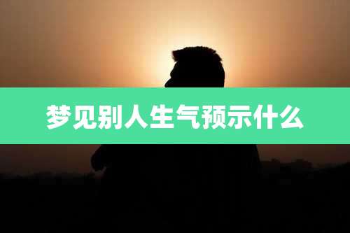 梦见别人生气预示什么
