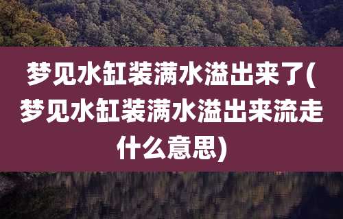梦见水缸装满水溢出来了(梦见水缸装满水溢出来流走什么意思)