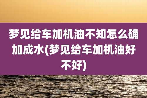梦见给车加机油不知怎么确加成水(梦见给车加机油好不好)