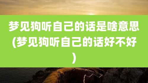 梦见狗听自己的话是啥意思(梦见狗听自己的话好不好)