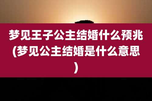 梦见王子公主结婚什么预兆(梦见公主结婚是什么意思)