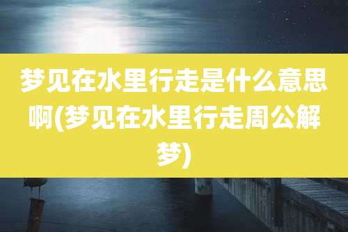 梦见在水里行走是什么意思啊(梦见在水里行走周公解梦)